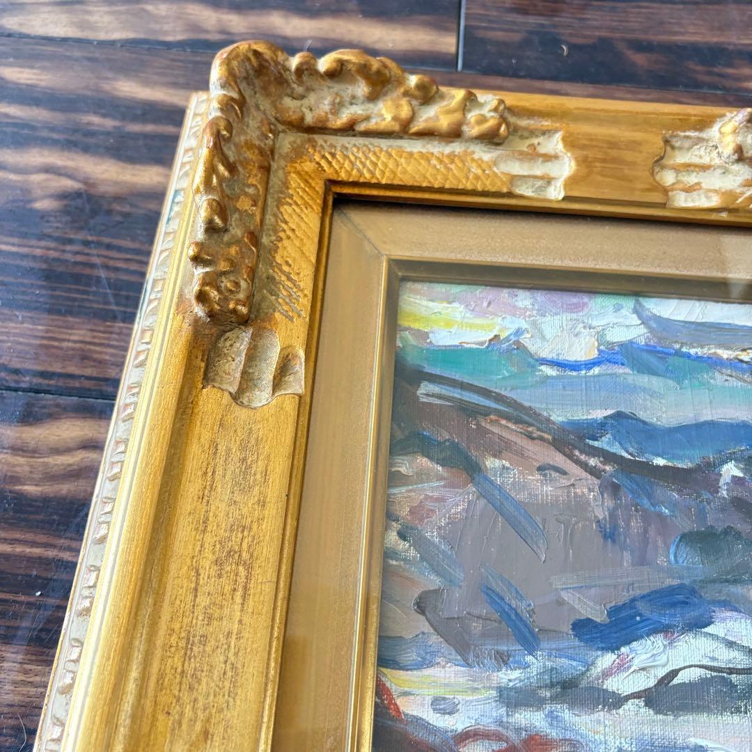 篠崎輝夫「富士五湖 篭坂峠」油彩 SM 額装 油絵 油画 絵画 A