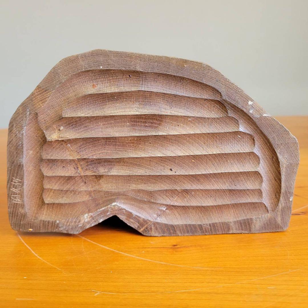 【匿名発送】木彫りの熊　親子熊　木工品　工芸品　置物　熊3体　シャケ　3匹の熊