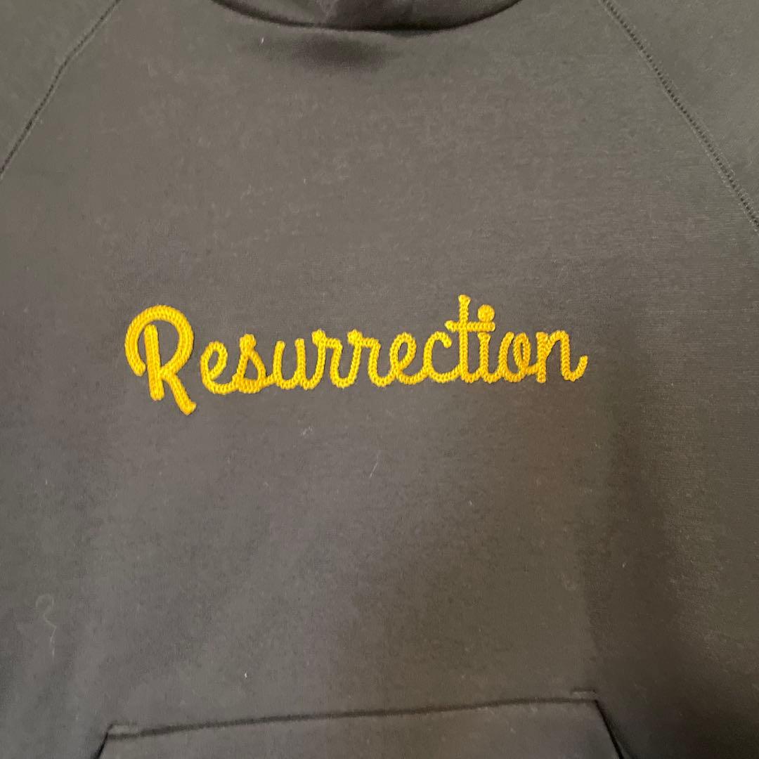 レザレクションネイビー フード付き 裏起毛パーカー