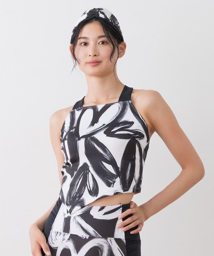 SUKALA】ハートプリントホルターネックブラトップLブラックオンライン完売品