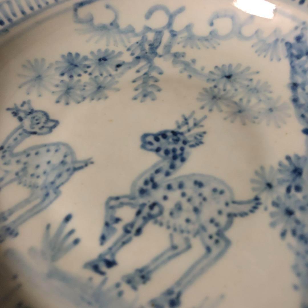 ◆126◆　初期伊万里　染付獣紋絵皿　古伊万里　骨董　九谷　江戸