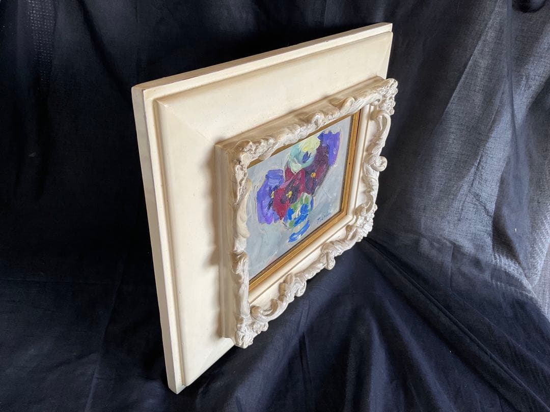 寺島貞志(1905~1983)油彩画タイトル「パンジー」日本プロレタリア美術