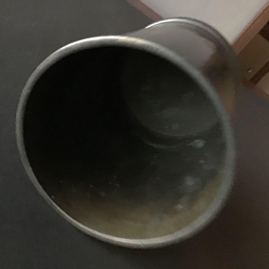 古銅地　木蓮花極細密象嵌　　筆筒　　明治期