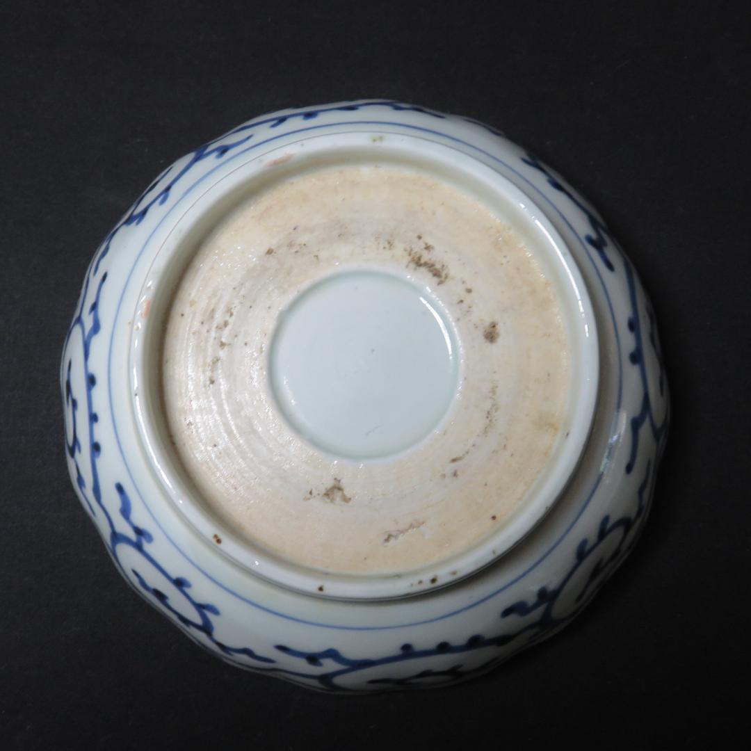 なます皿 5枚 江戸 蛇の目 唐草 松竹梅 窯傷 歪み 蔵出し