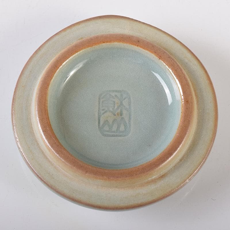 パウロニア　青磁　桃　香合　堀内宗完（兼中斎）極め箱　V　R8201