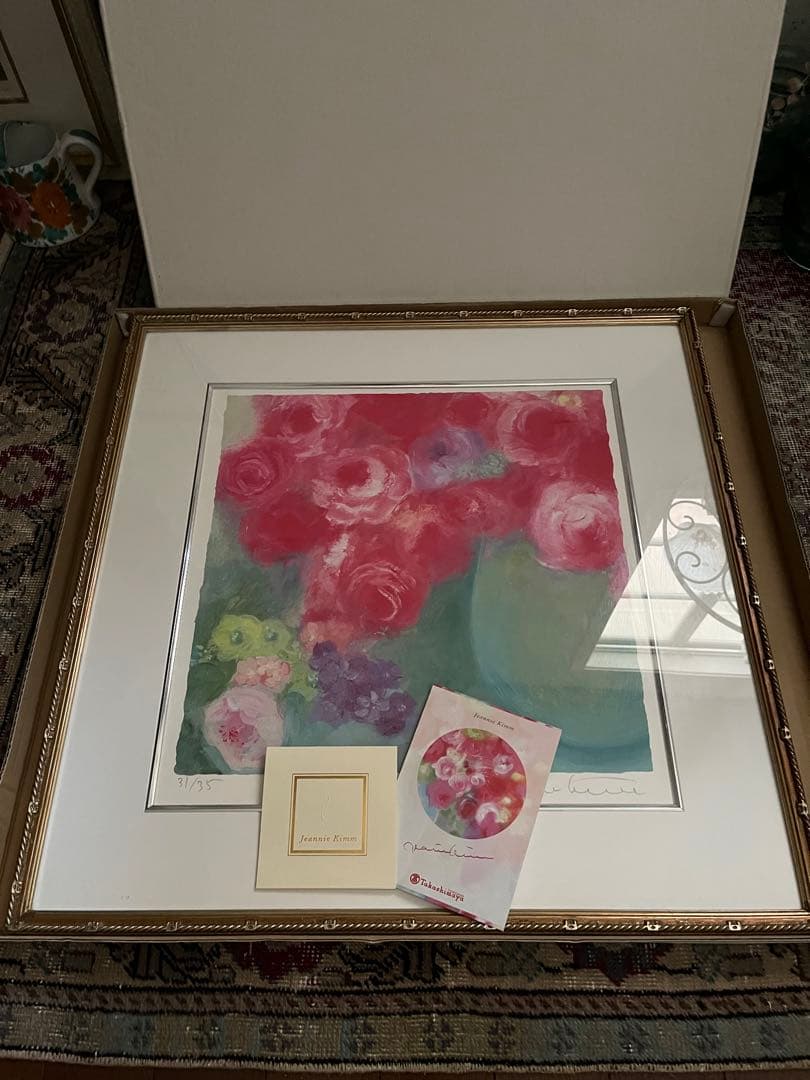 大きめ　版画　ジニー・キム　限定ジクレー　サイン、ED.証明書　額装　代表作