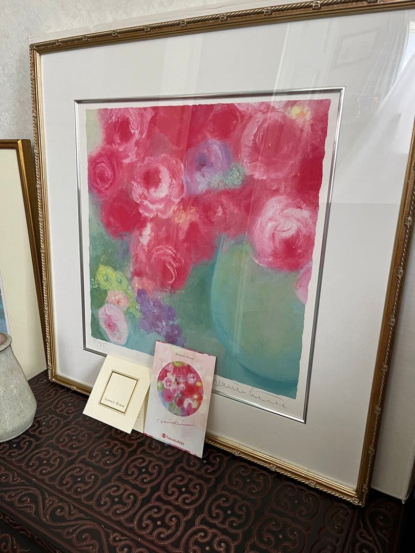 大きめ　版画　ジニー・キム　限定ジクレー　サイン、ED.証明書　額装　代表作