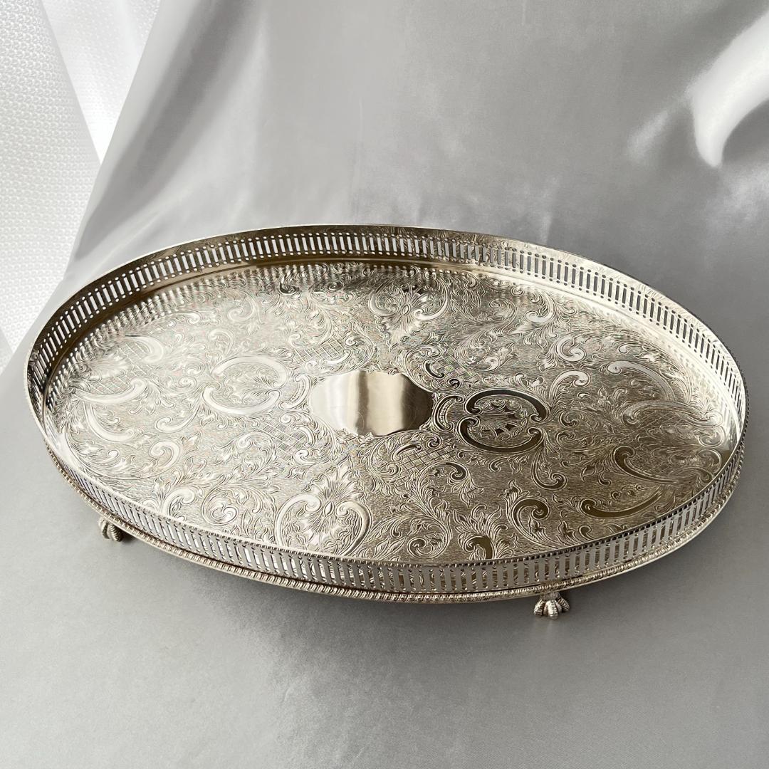 【英国】 ギャラリートレー オーバル型 40cm クロウフット