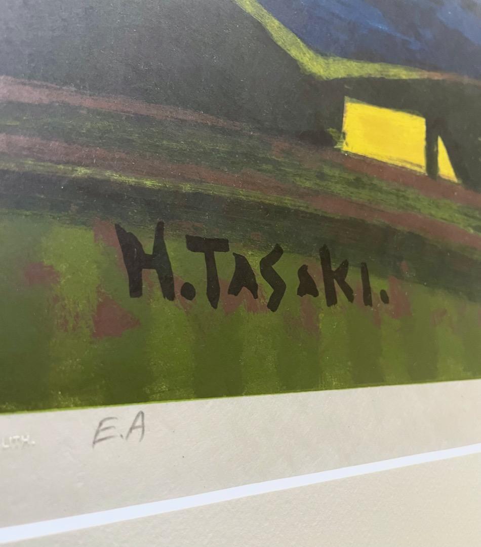 田崎広助『朱富士』リトグラフ E.A 1986年 額装◆状態綺麗です