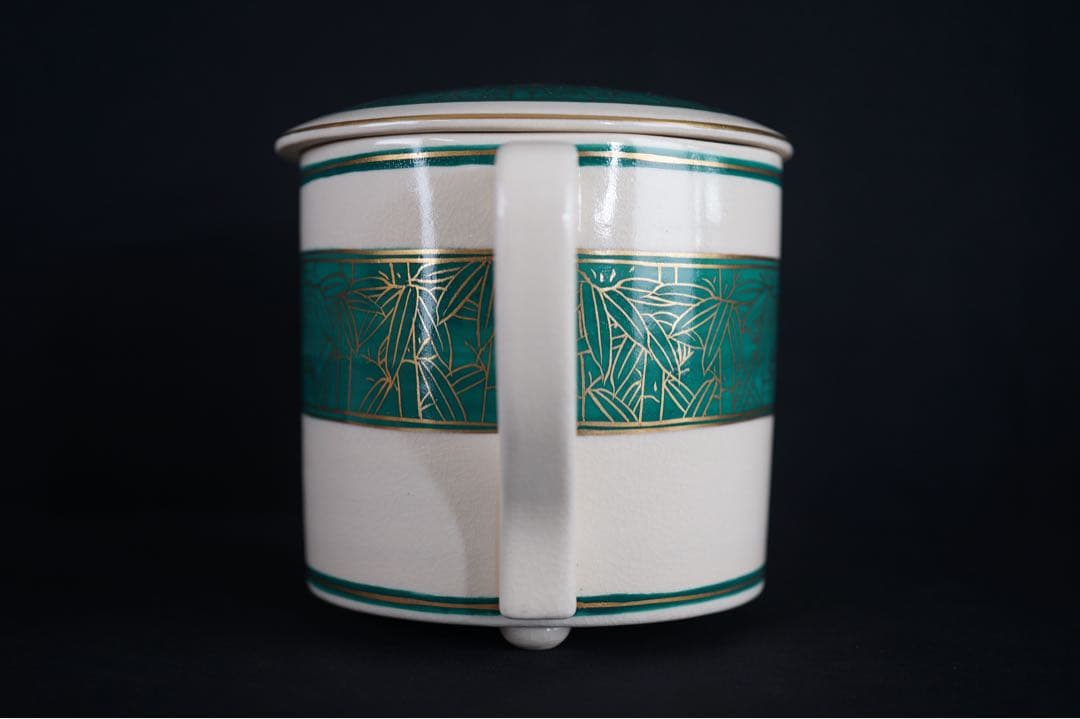 田中宝泉 緑地 竹 水次 共箱 茶道具