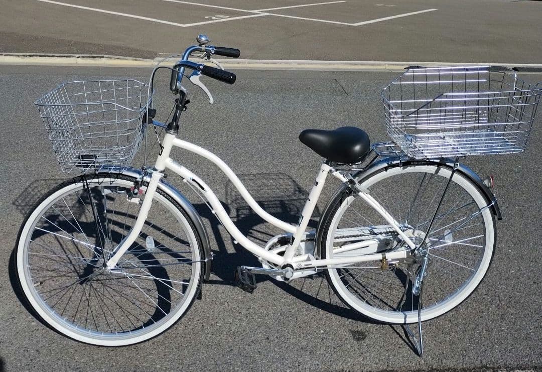 【美品】ママチャリ『引き渡し限定』あさひ パールホワイト 26インチ 変速なし