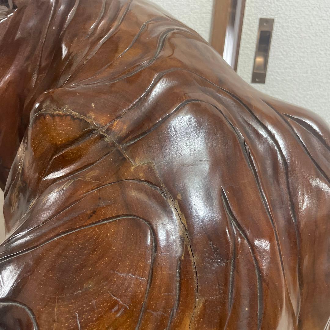 貴重一刀彫　虎　置物　大型