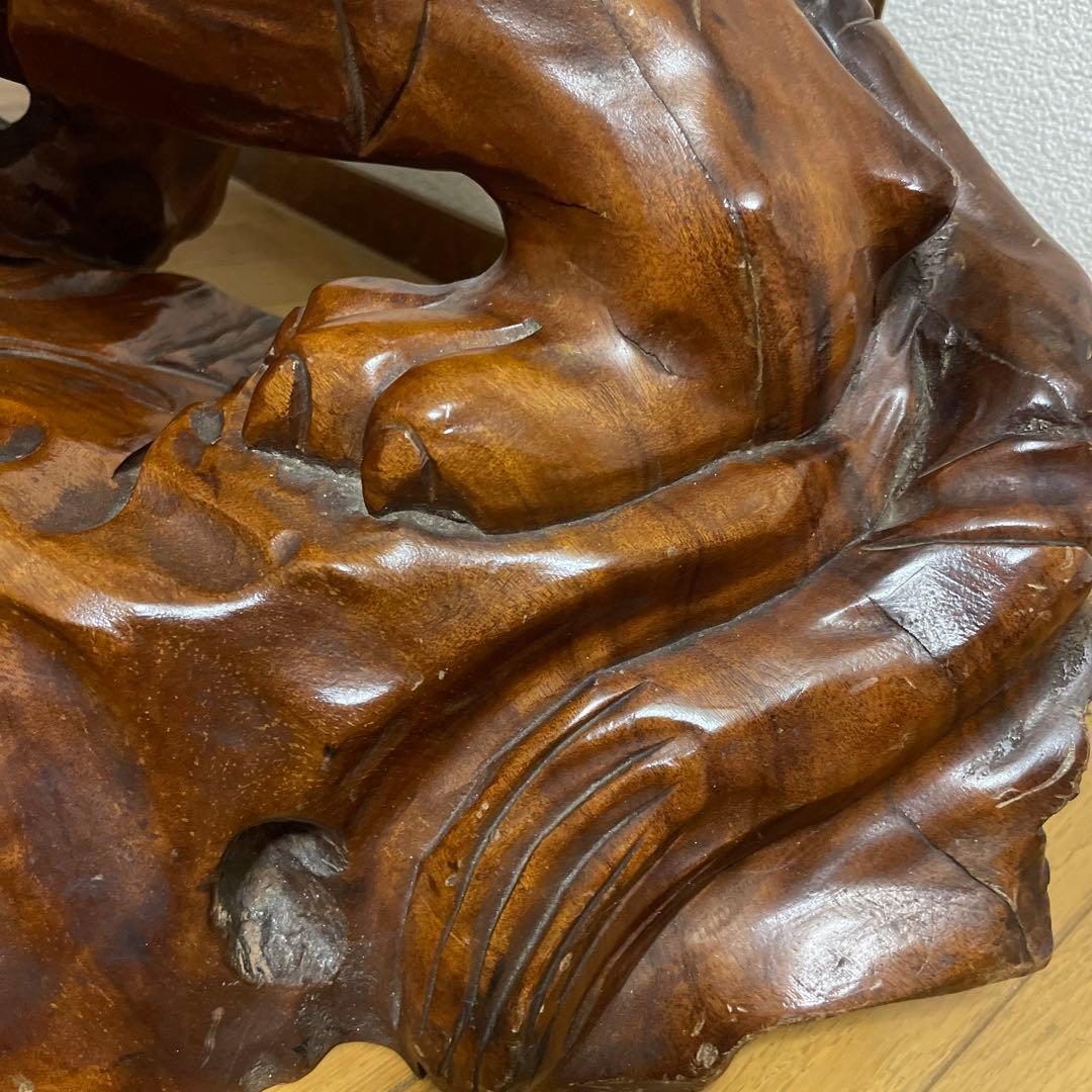 貴重一刀彫　虎　置物　大型