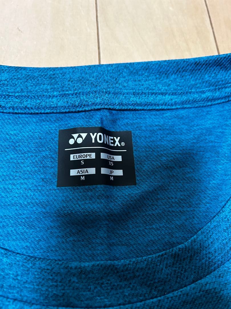 YONEX バドミントンシャツ 青 日本国旗付き