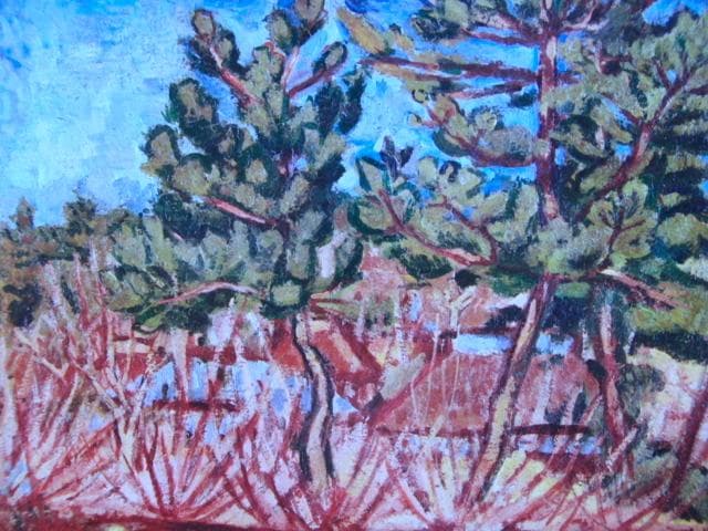 万鉄五郎、【湘南風景】、年代物・希少な画集画、新品高級額 額装付、状態良好