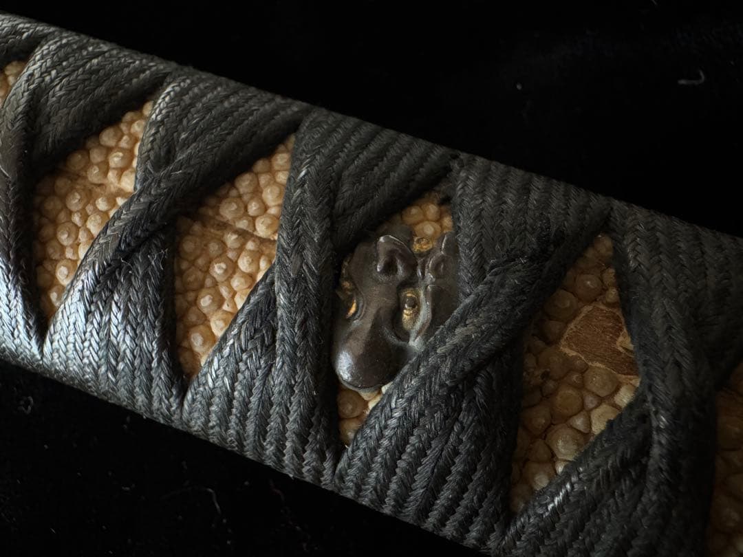 柄前 能面図 柄巻 日本刀 刀装具 骨董 古美術 江戸時代 時代物