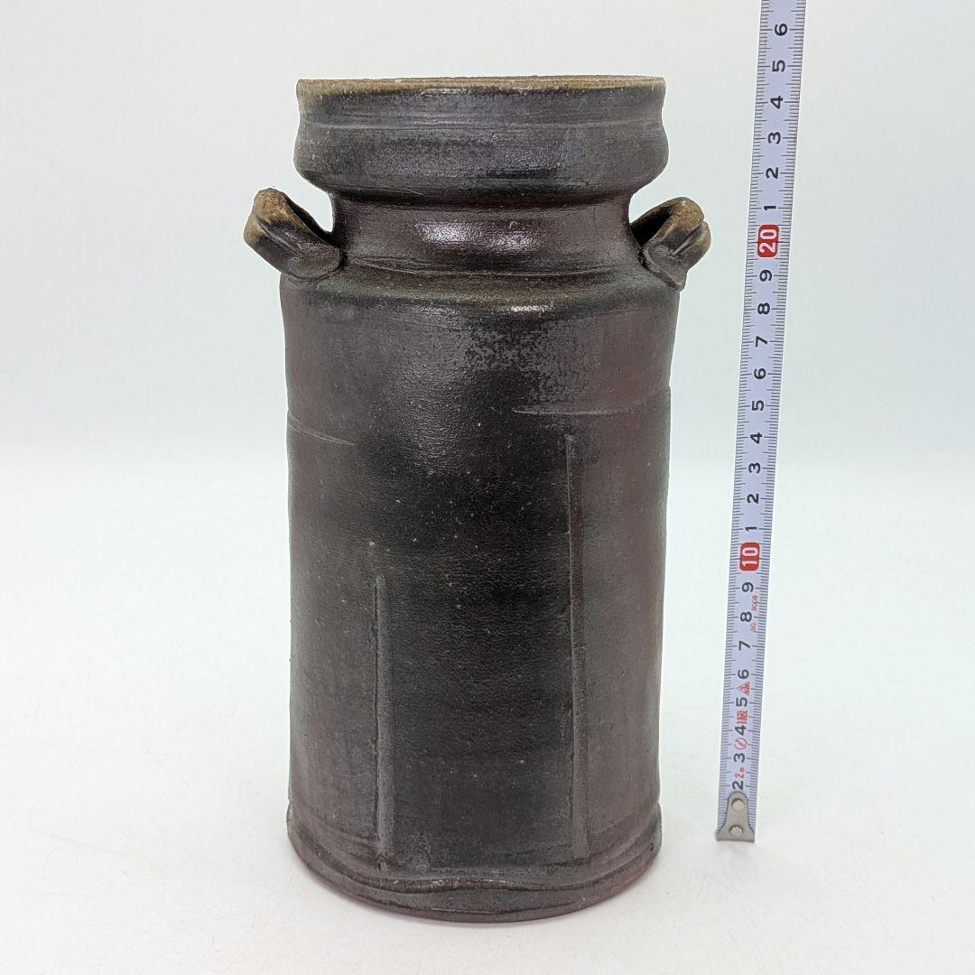 石田安弘 備前焼 耳付花入 共箱共布栞 花器 フラワーベース 花瓶 華道具 花生