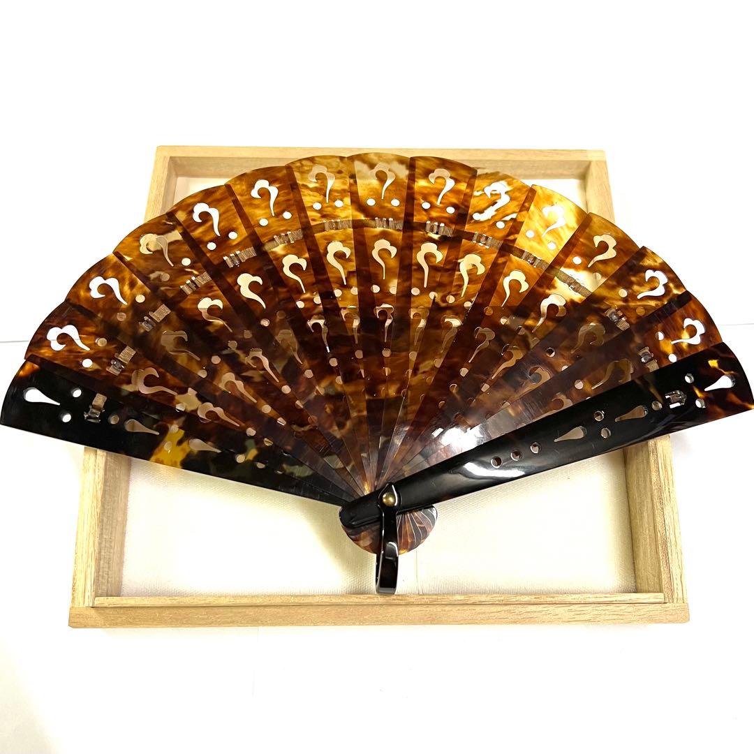美品 鼈甲 ベッコウ べっ甲 扇子 センス せんす