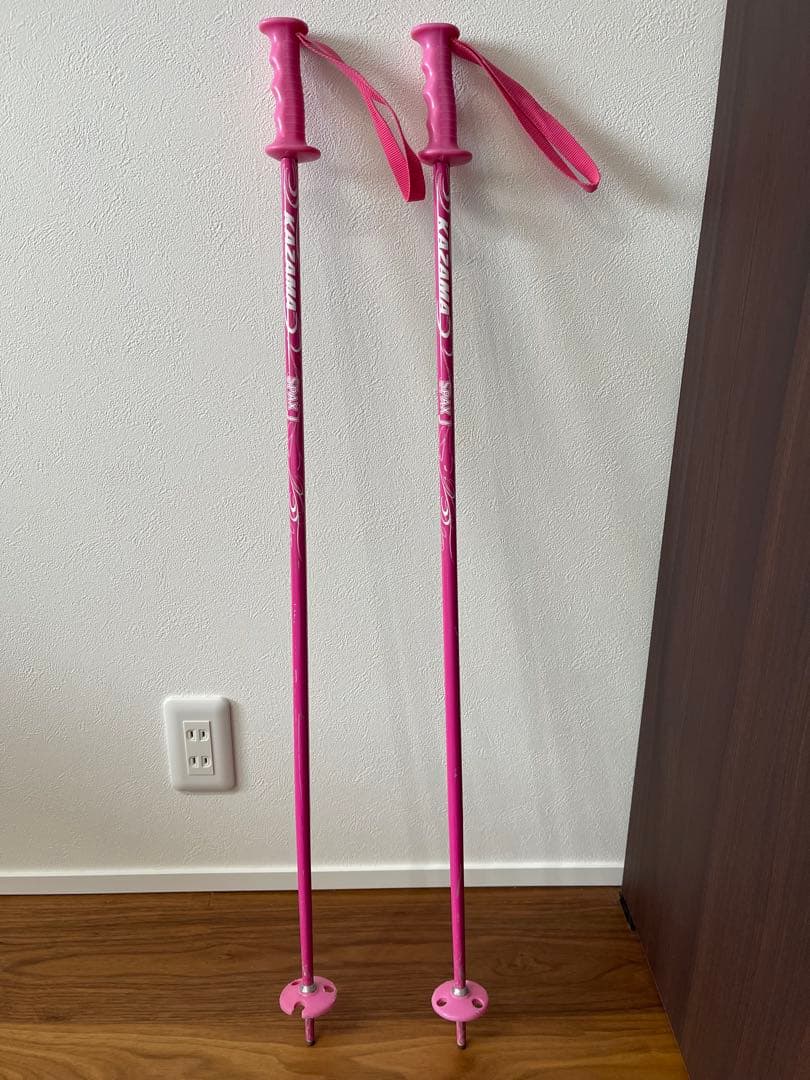 KAZAMA スキー板130㎝ ストック ブーツ セット ピンク ジュニア