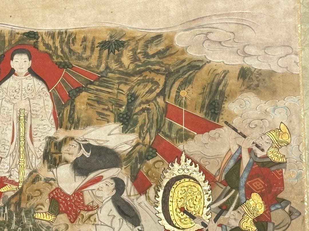「天の岩戸の図（天岩戸）」極彩色 江戸時代中期頃筆 1幅|伊勢神宮 神道
