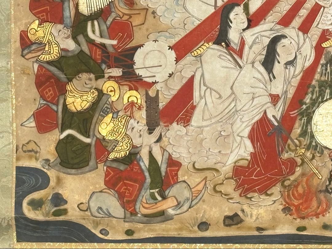 「天の岩戸の図（天岩戸）」極彩色 江戸時代中期頃筆 1幅|伊勢神宮 神道