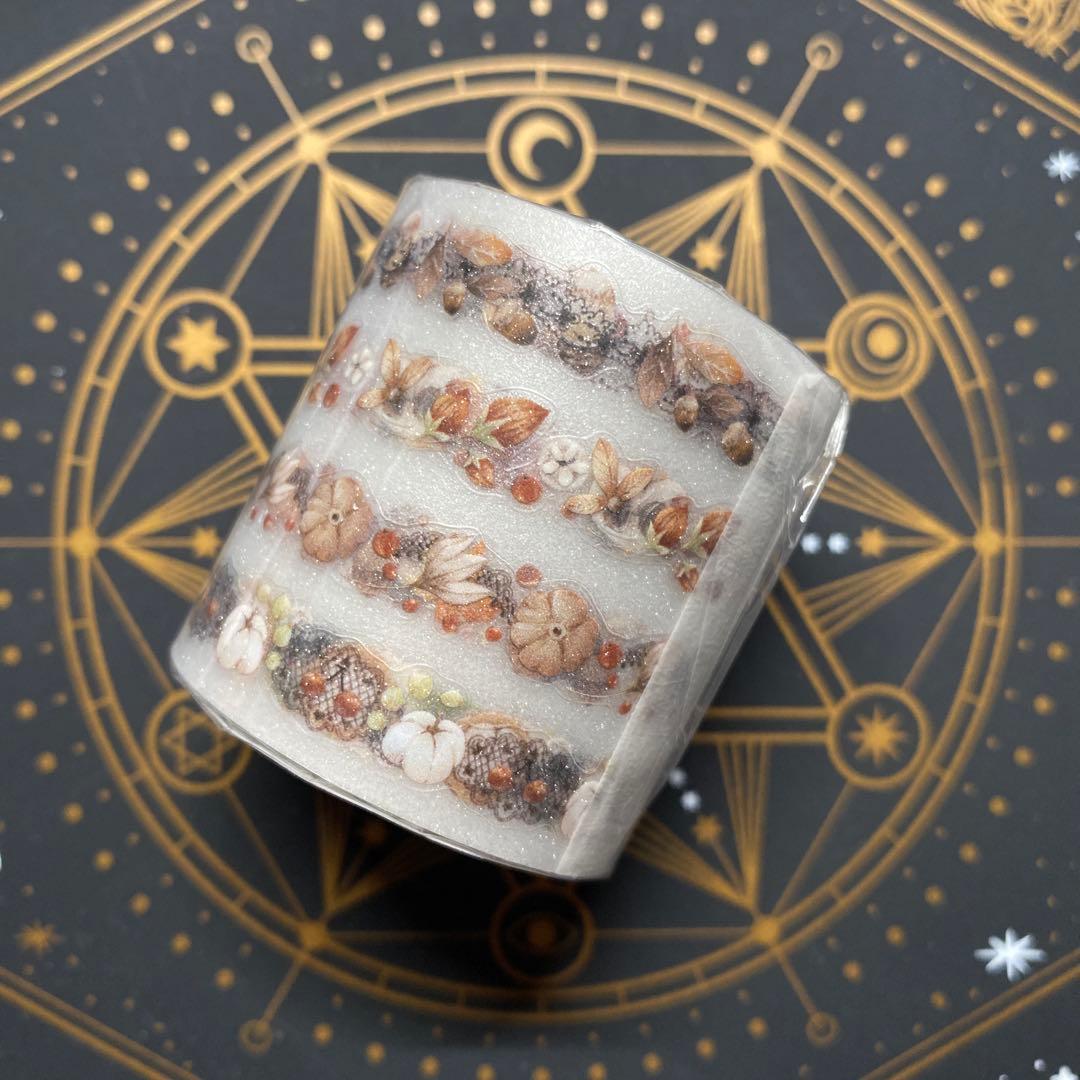 【8815】海外　マステ　5m巻売り　PETラメ加工カッティング秋の果実　木棉