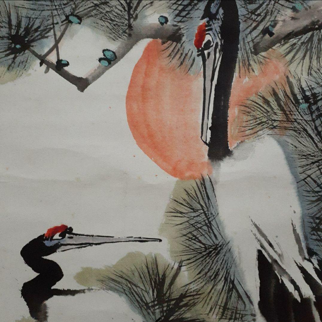 掛け軸/松鶴3羽