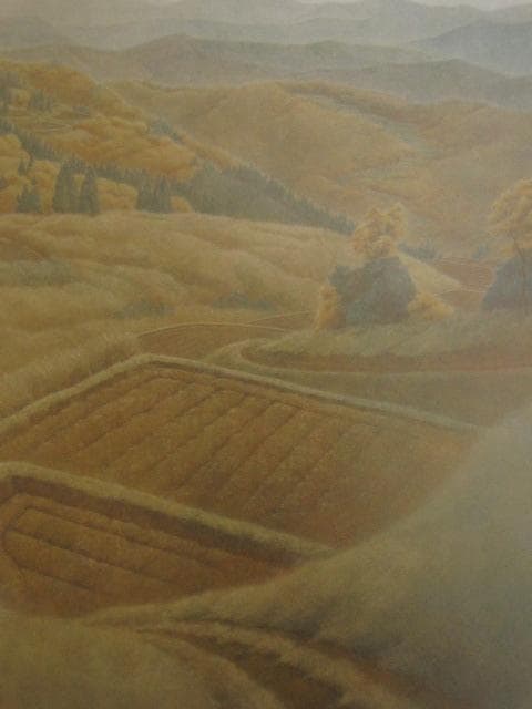 堀井利香、【高原の道】、希少な額装用画集より、新品額装付