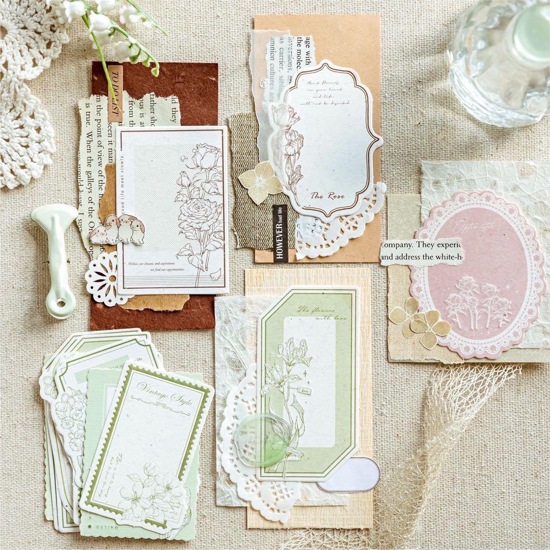 新品　盛開の花束シリーズ　コラージュベースペーパー　花枠素材　6種　60枚