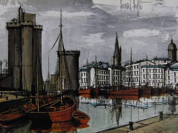 ベルナール・ビュッフェ「La Rochelle」希少画集の額装画、人気作品