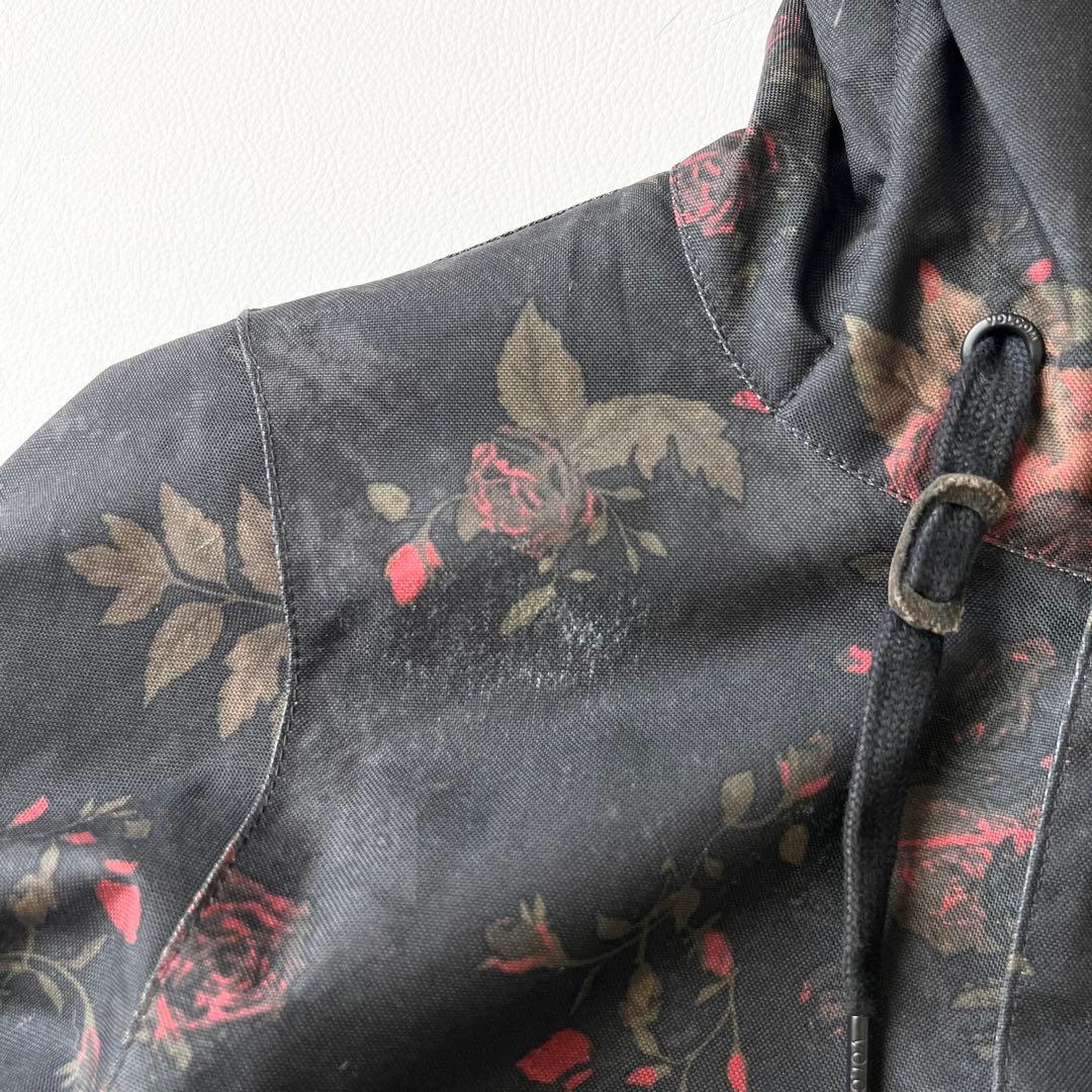 3268 ボルコム　ジャケット ファー付き 花柄 バラ　黒　S