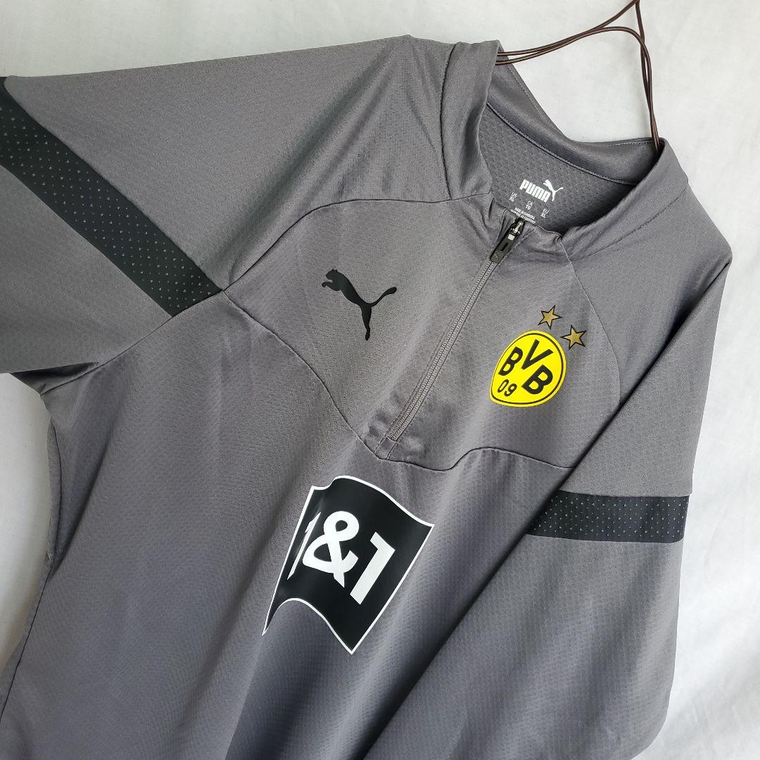 プーマ　ドルトムント　ロングスリーブ　ハーフジップ　ゲームシャツ　長袖 グレー