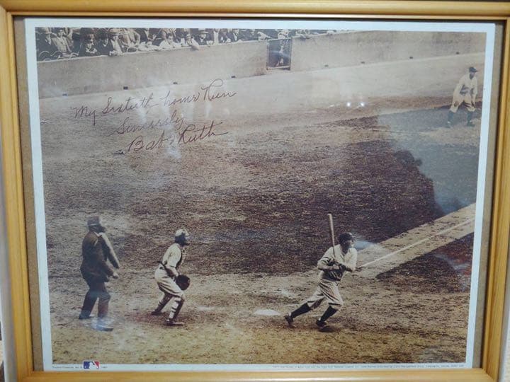 93年製·ベーブ・ルース額縁入り写真印刷
