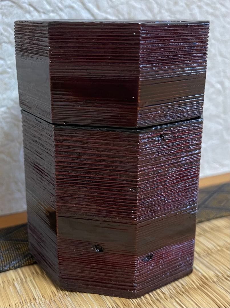 ホットスルー　茶道具 棗　国宝・待庵古材 溜塗八角茶器