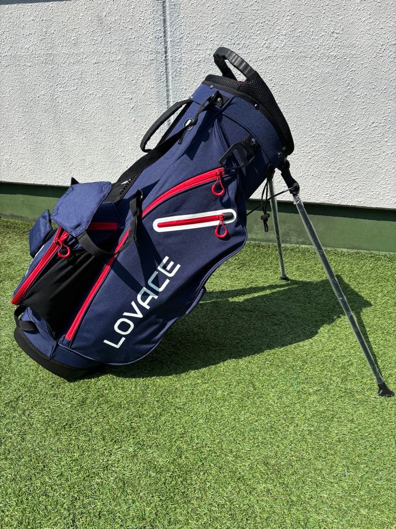 LOVACE スタンドキャディバッグ　ゴルフバッグ　新品　ネイビー　軽量　防水