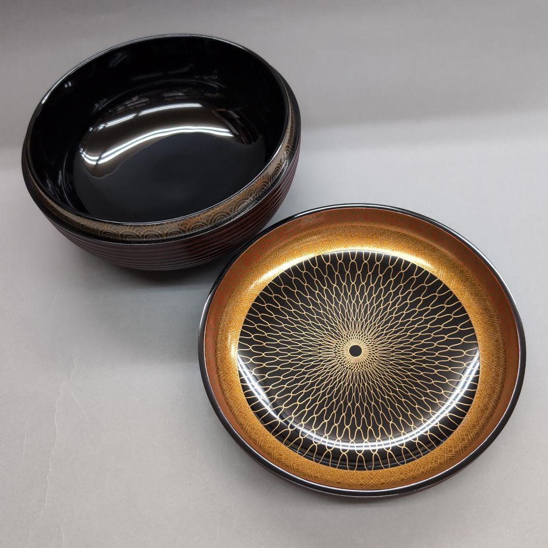 輪島塗　網目祥瑞食篭　松本正（正一）茶道具