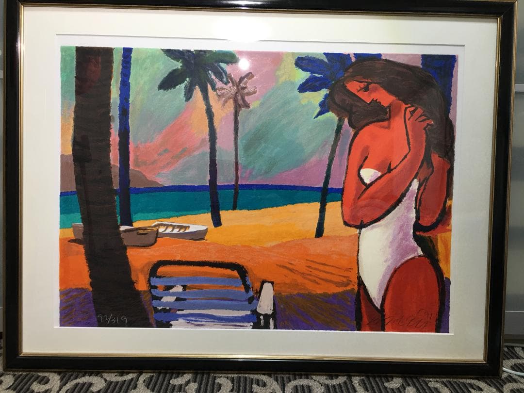 送料込【真作】Michael Leuマイケル・ルー　シルクスクリーン　直筆サイン