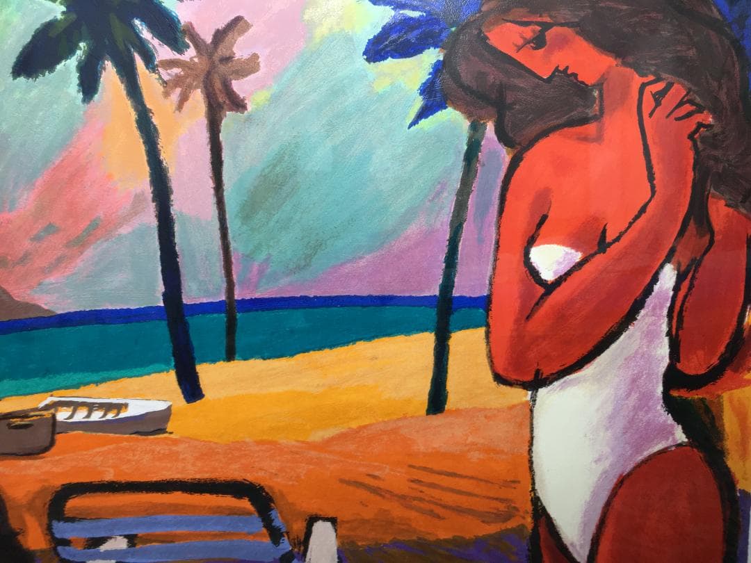 送料込【真作】Michael Leuマイケル・ルー　シルクスクリーン　直筆サイン