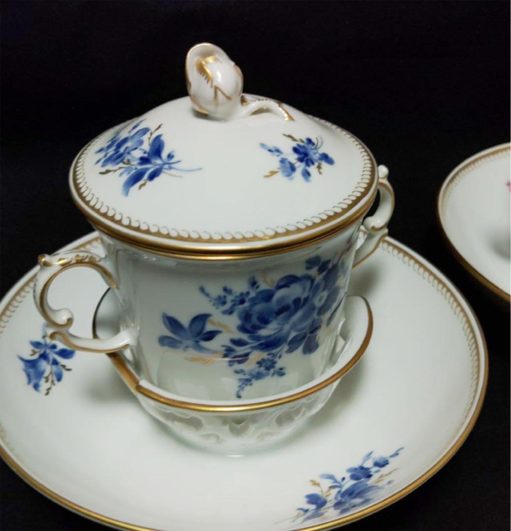 マイセン　蓋付きチョコレートカップ&ソーサペア