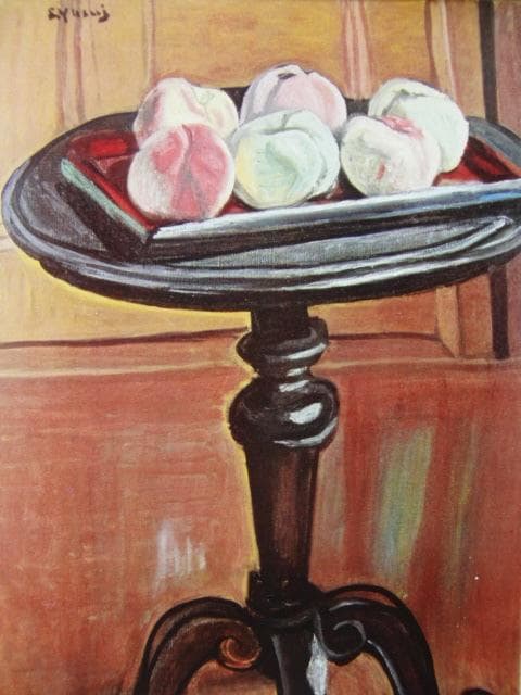 安井曾太郎、【黒卓の桃】、年代物・希少な画集画、新品高級額 額装付