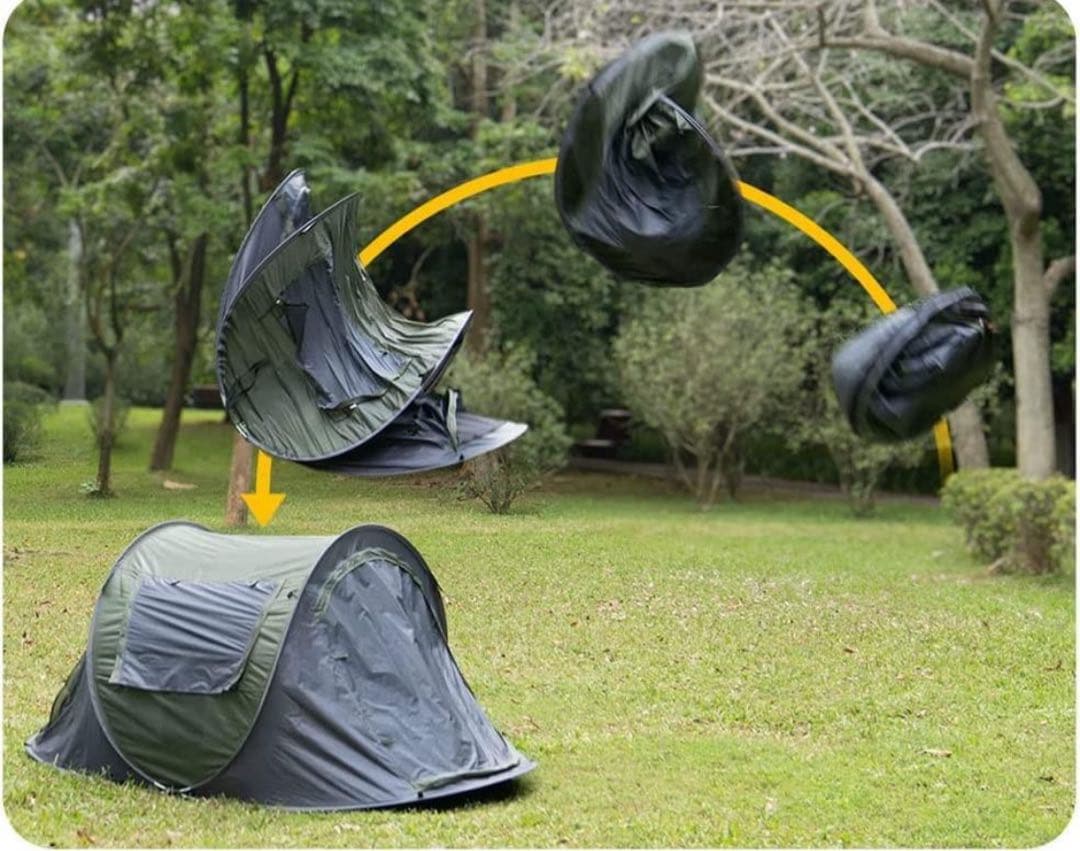 ポップアップテント（オリーブ&グレー）