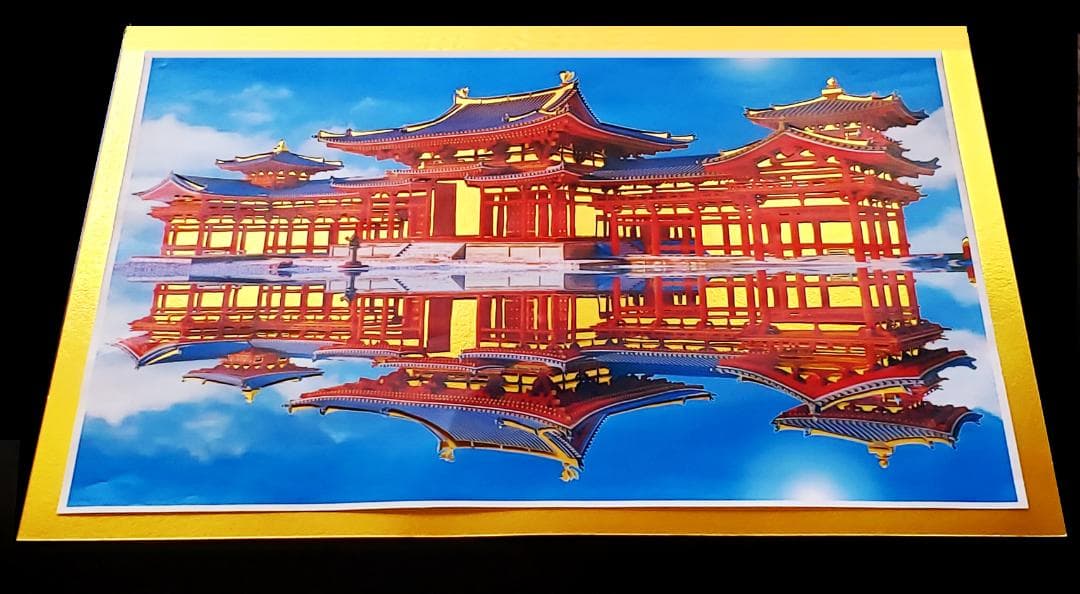 ■ウユニ塩湖畔にたたずみ金色に輝く宇治平等院鳳凰堂の（イメージ作品）です■