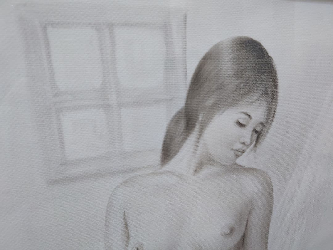 人見友紀 「裸婦」真筆 鉛筆画 絵画