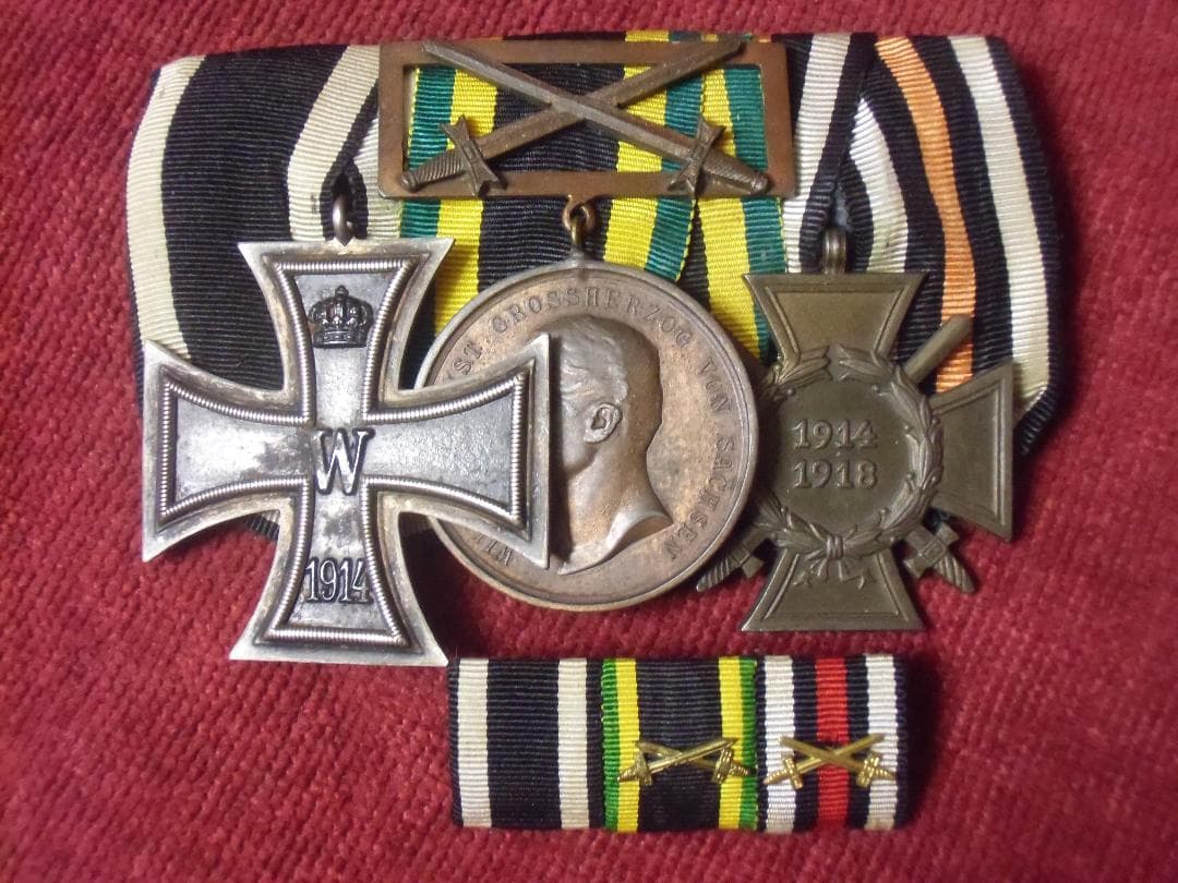 ドイツ軍/ザクセンＷ.Ｅ大公国３連メダルバー＆野戦用拡張型リボンバー（実物）