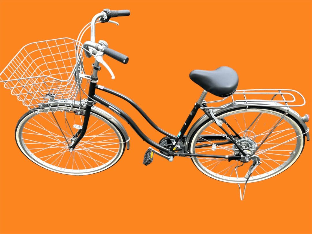 【大阪市周辺限定】シティサイクル ブラック 前カゴ付き