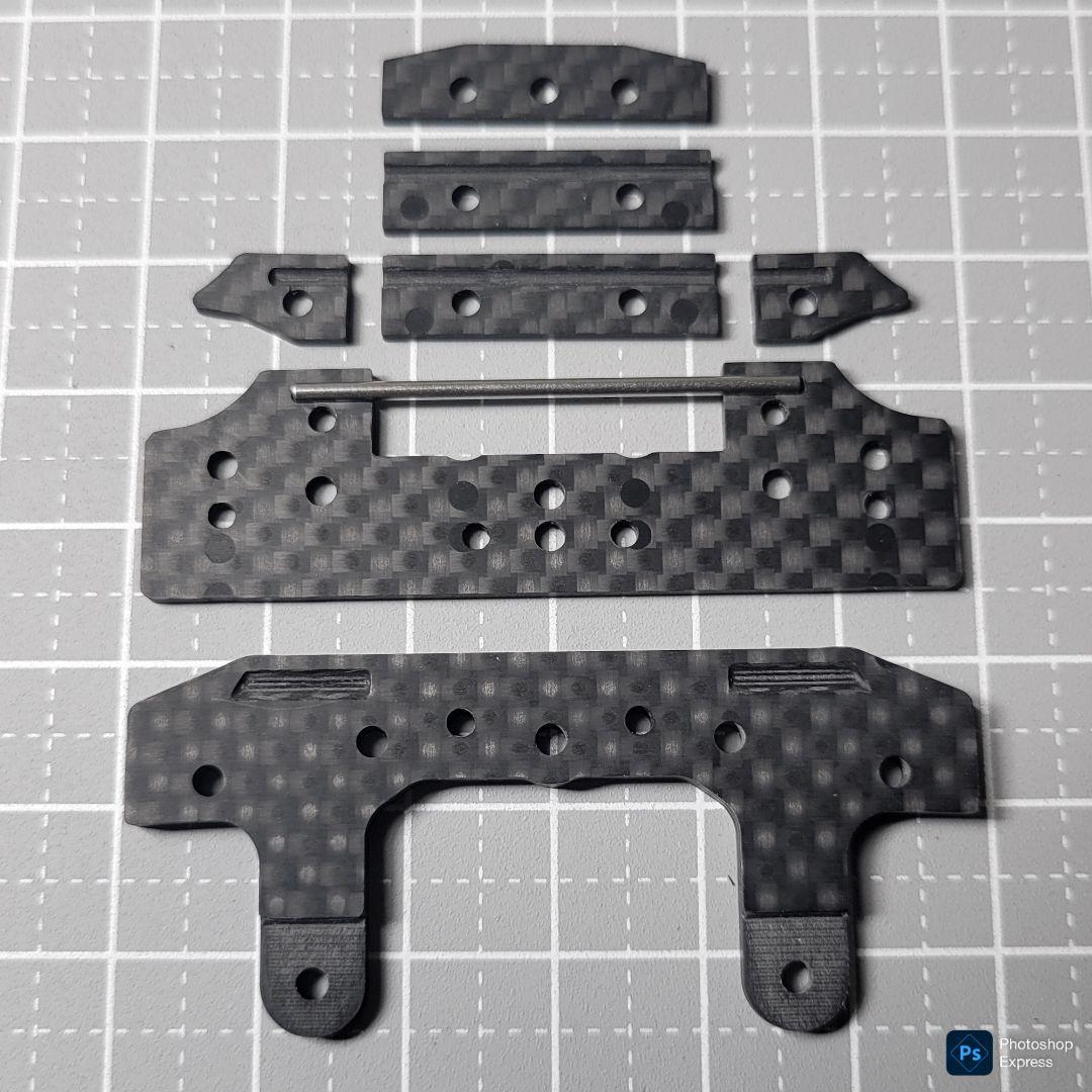 【CNC加工】 ヒンジ式フロントAT カーボンパーツセット (スラスト抜け防止)