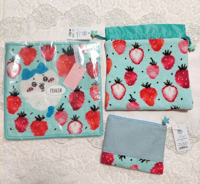 フェイラー×ちいかわ　ハンカチ&巾着&ポーチセット