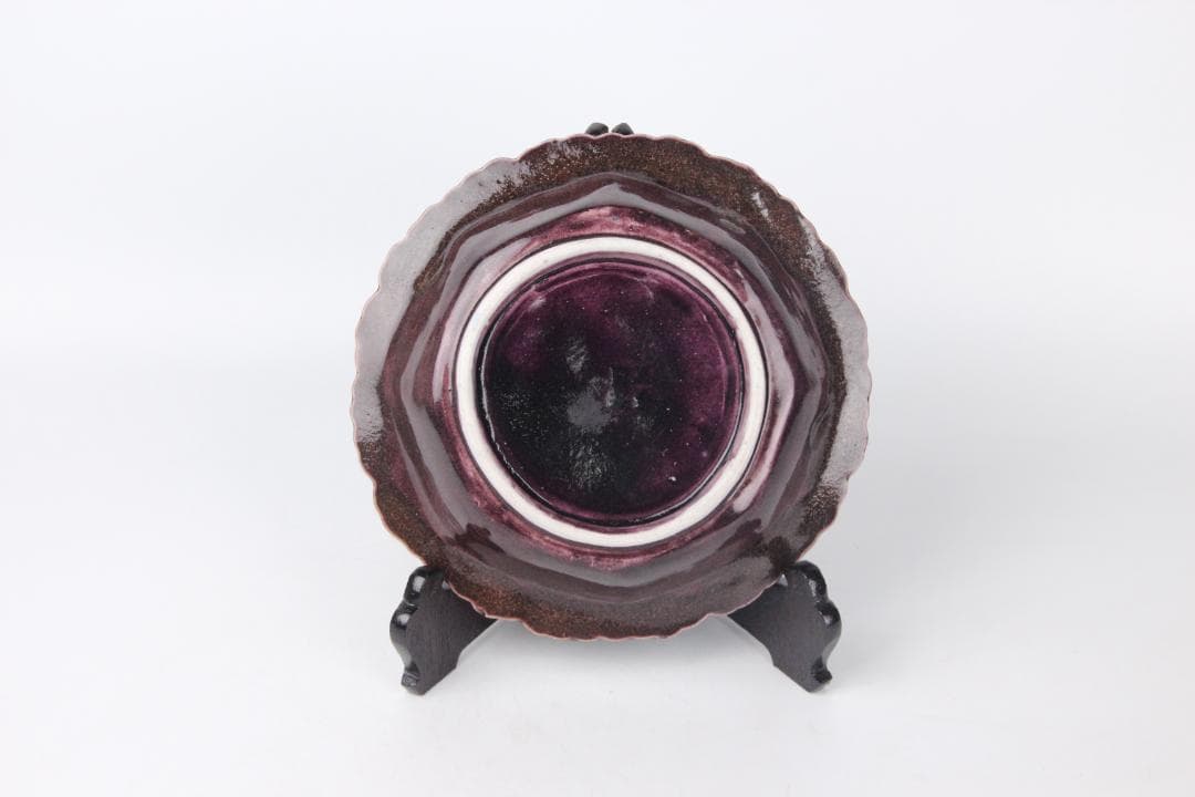 紀州 御庭焼 三楽園製 交趾　二彩　花模様　箱付 EM3-2