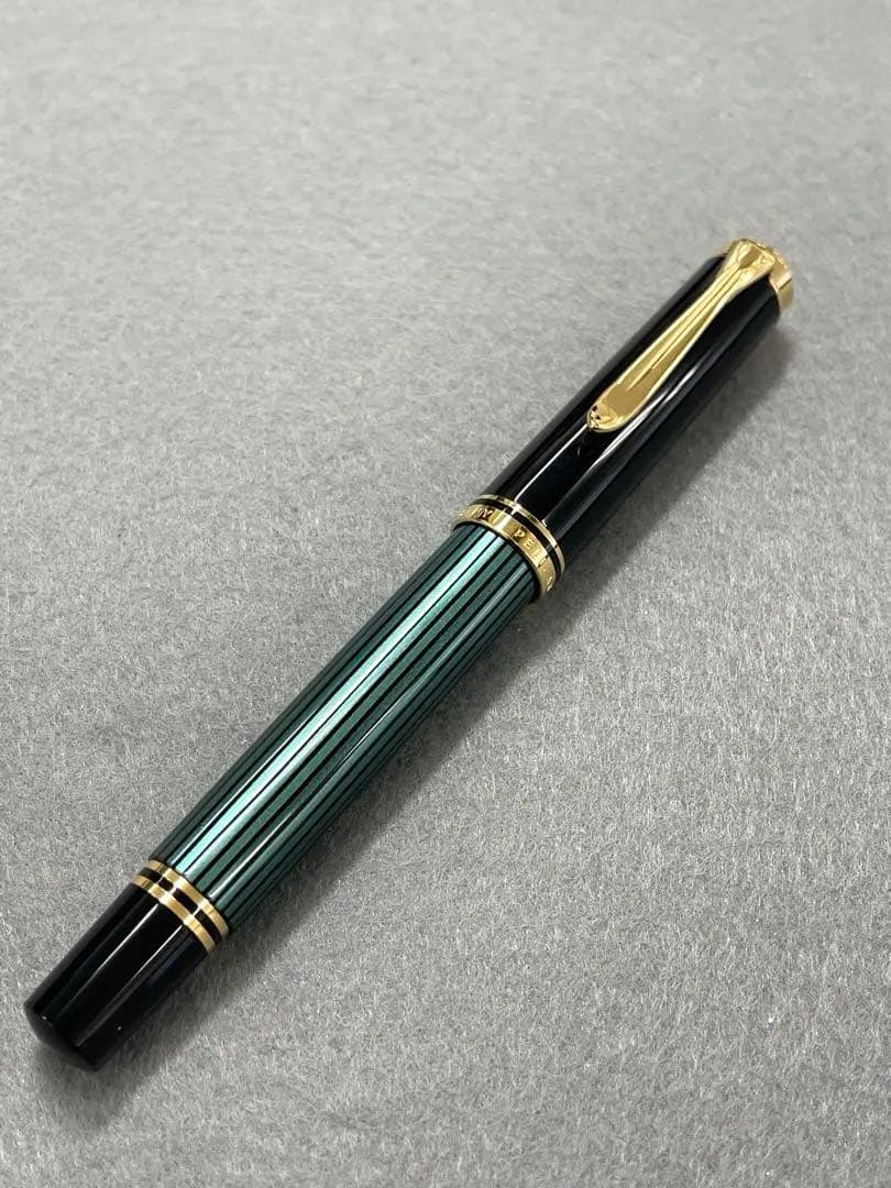 【未使用】ペリカンの万年筆M400グリーンストライプ、インクセット