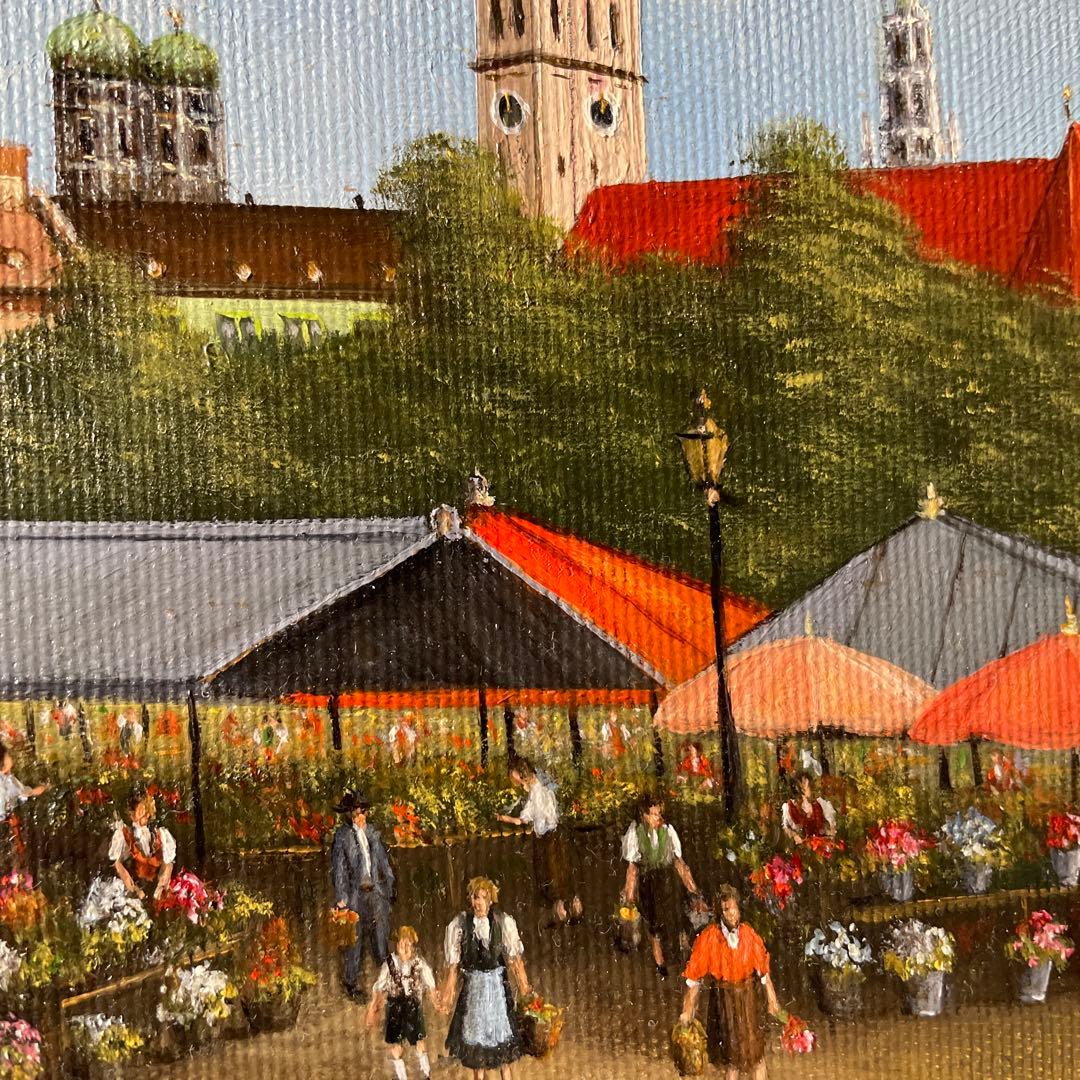 油絵　昔のドイツ・ミュンヘン風景